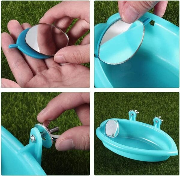 Sunshine smile Bañera pájaro para Loros,Bañera Bird con Espejo,Accesorios de Ducha de Jaula de pájaros,Bañera de plástico para pájaros,Bañera con Espejo Bird,Bañera para pájaros - Image 5