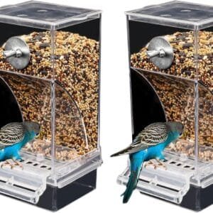 Pjeghbvop Comederos colgantes para pájaros para jaula, contenedor automático de alimentos con para periquitos, cacatúas, conure, comida para pájaros para jaula exterior
