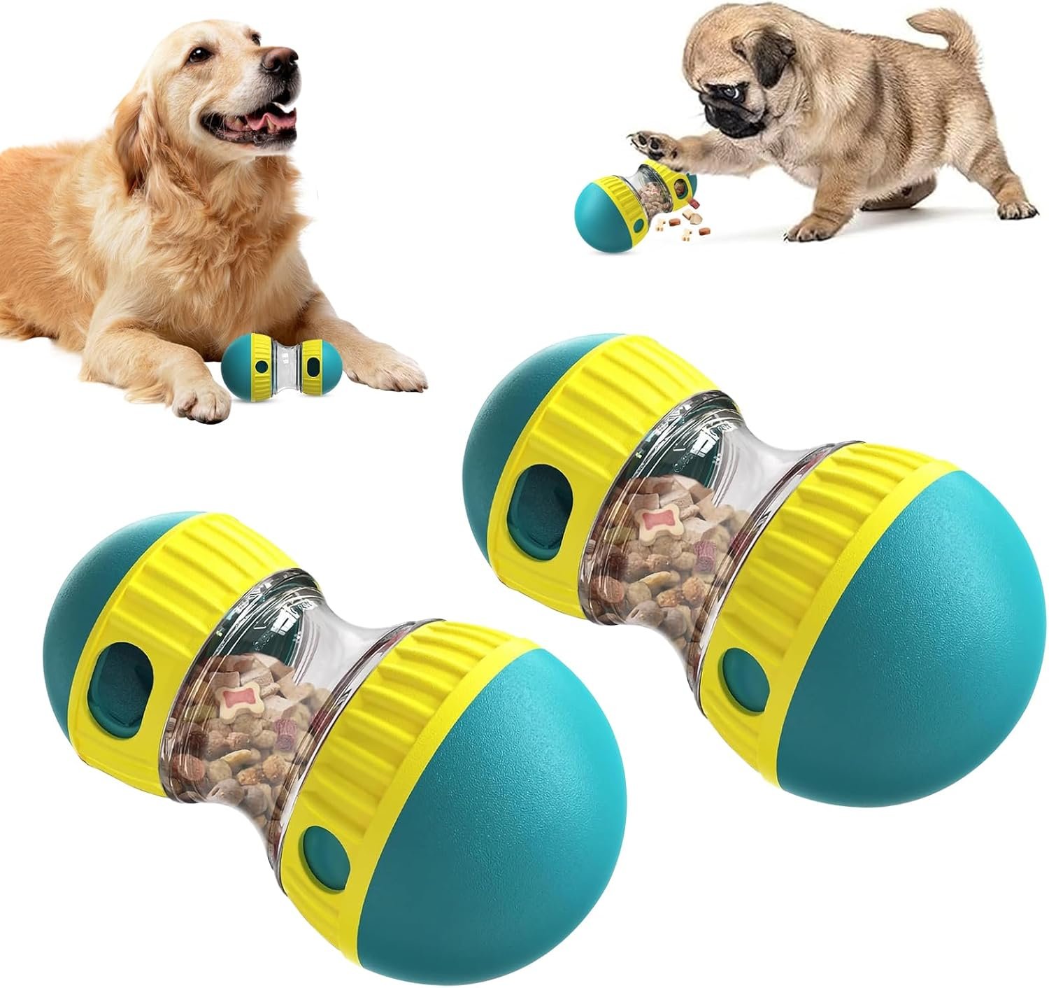 Cabertary Juguete interactivo para perros, juguete indestructible para cachorros, comedero, dispensador de golosinas, dispensador de comida para perros,alimentación lenta para razas grandes y medianas