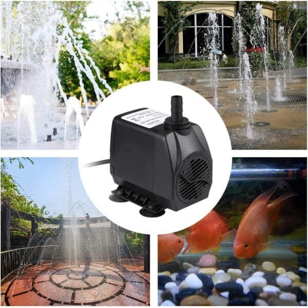Homvik Bomba de Agua Sumergible 4000L/H 80W para Acuario Estanque Pecera Fuente Circulación de Agua Dulce y Marino con 4 Boquillas 4m de Altura - Image 2