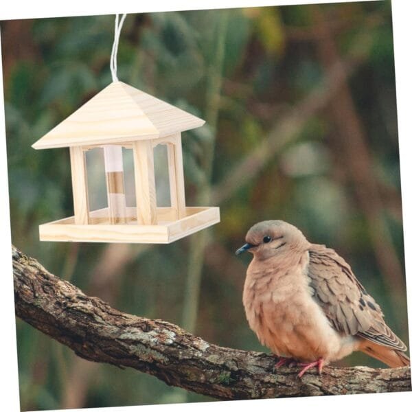 Yardwe 2 Piezas comedero para pájaros de Madera alimento comedero para Ardillas comedero pajaros comederos para pajaros envase comederos para pájaros Soporte para Comida de pájaros Animal - Image 3