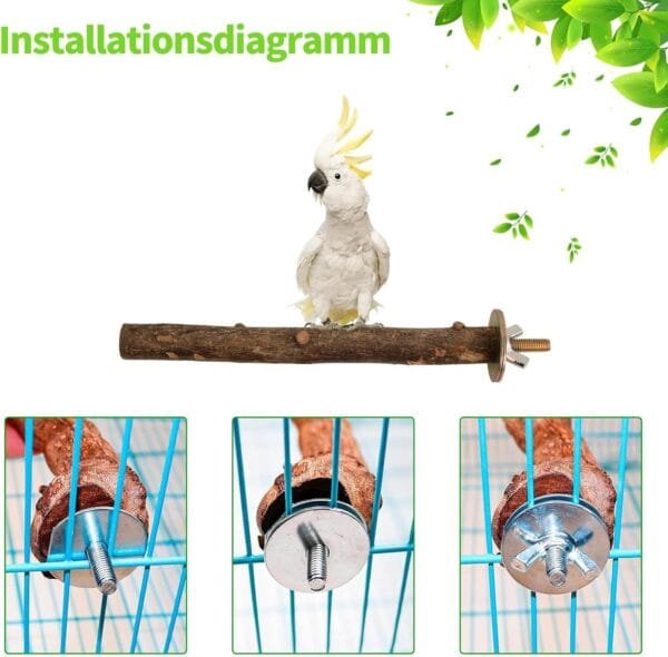 Perchas para pájaros, 5 unidades, accesorios naturales para pájaros, como periquitos, canarios, agapornidos, barras de madera natural para el pájaro como accesorio importante para pájaros en la jaula - Image 5