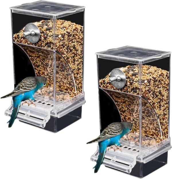 Pjeghbvop Comederos colgantes para pájaros para jaula, contenedor automático de alimentos con para periquitos, cacatúas, conure, comida para pájaros para jaula exterior - Image 2