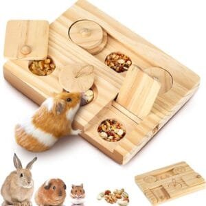 Comedero para Hámster, Juguete de Madera para Hámster, Juguete de AlimentacióN para Conejos, Cobayas Juguete 6 En 1, Juguete para Hámsterde Madera, Accesorios para Hámster, Ratas, Chinchilla