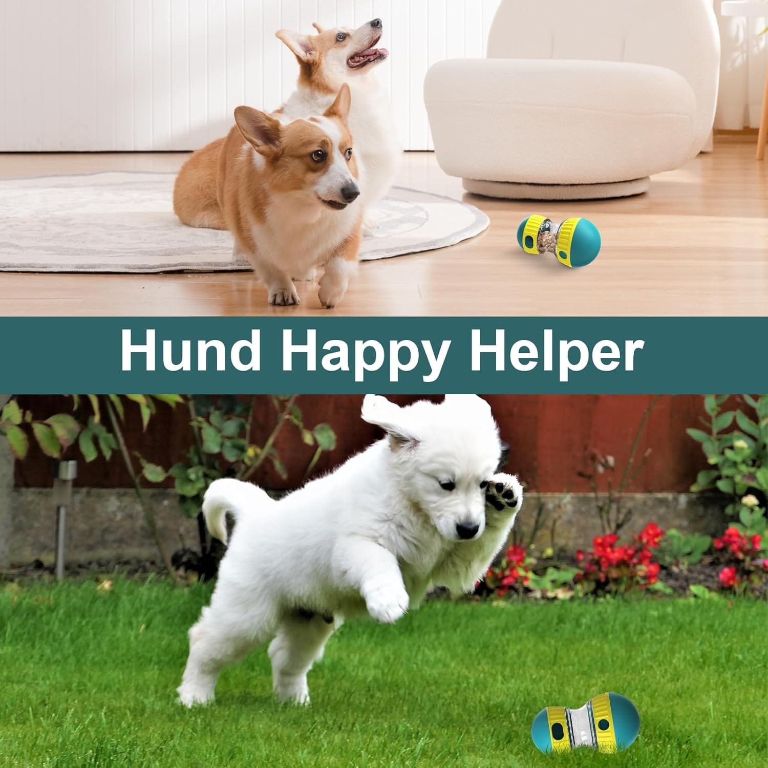 Cabertary Juguete interactivo para perros, juguete indestructible para cachorros, comedero, dispensador de golosinas, dispensador de comida para perros,alimentación lenta para razas grandes y medianas - Image 5