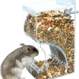 Andiker Alimentador automático de hámster, Alimentador automático de alimentos acrílico transparente de 400 ml, alimentador acrílico para hámster adecuado para mascotas pequeñas como hámsters (Grande)