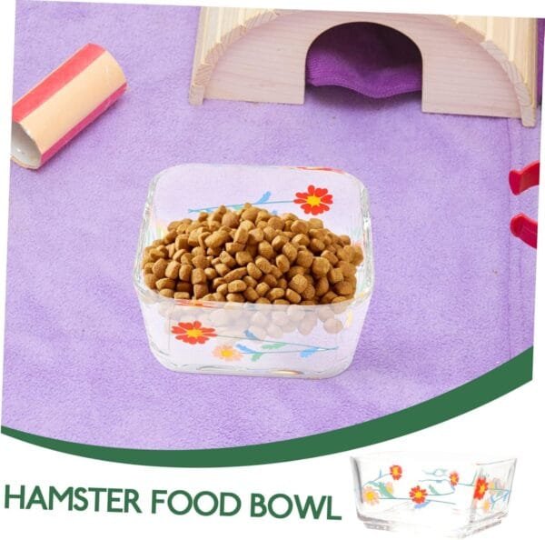 Yardwe 2 Piezas Tazón de Comida para hámster comedero para Conejos Plato Cuadrado para Hamster comedero Hamster Comedero para Hamster comedero Lavable tazón de Conejo de Vidrio - Image 7