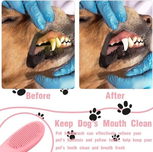INGJIA Cepillo dientes perro,cepillo de dientes de dedo de perro, paquete de 8 cepillos de dientes de silicona para perro cuidado dental, fácil limpieza de dientes de perro y gato - Image 4