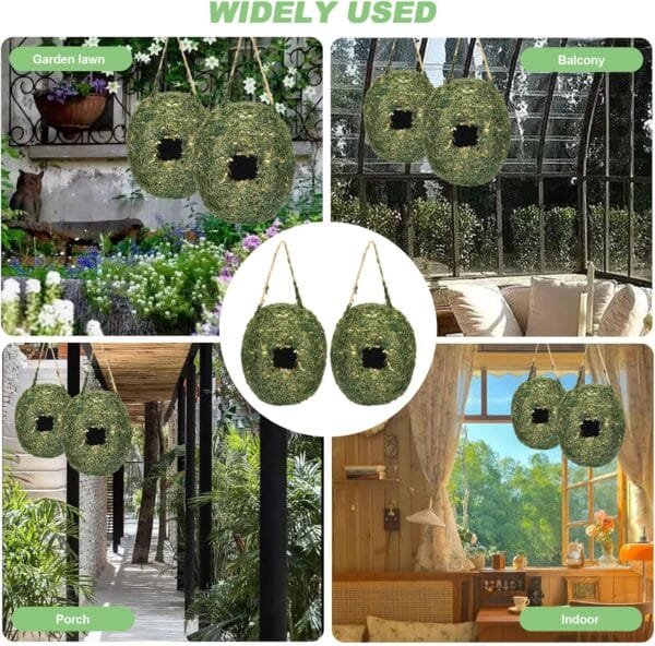 Casa de colibrí para colgar al aire libre, 2 unidades, nido de pájaros, interior o exterior, hierba, pájaros colgantes, casa para pájaros pequeños como colibríes y tetas, jardinería al aire libre, - Image 4