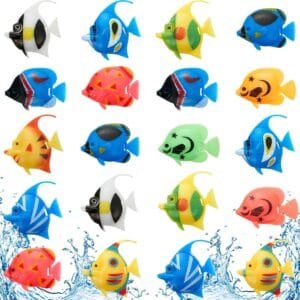 Weewooday 20 Piezas Peces Artificiales Movimiento Peces Flotantes de Plástico Adorno de Pez Realista Decoraciones de Acuarios para Pecera (Pescado al Azar)