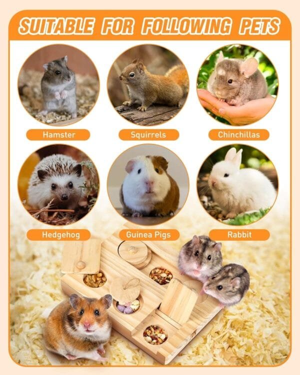 TOGHPUW Juguetes para Hamsters, Juguetes para Animales, Conejos Accesorios, Juguete De Madera 6 En 1, Adecuado para Cobayas, Conejos, Chinchillas Y HáMsters - Image 5
