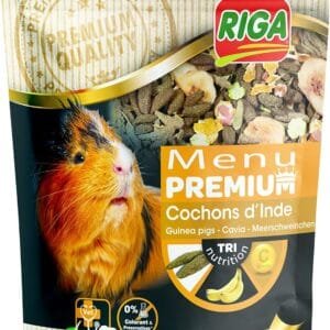 Riga - Menú Premium para Cobayas - Mezcla de Semillas, Cereales, Verduras y Frutas - Concepto Tri-Nutrición - Rico en Vitamina C y Minerales - 500 g
