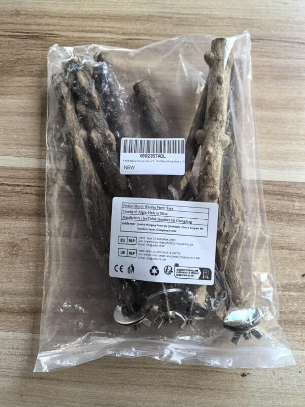 Madera Natural para Pájaros, 5 Piezas de Soporte para Percha para Pájaros, Accesorios de Jaula para Loros, Ramas de pie, Juguetes para Masticar Loros - Image 7