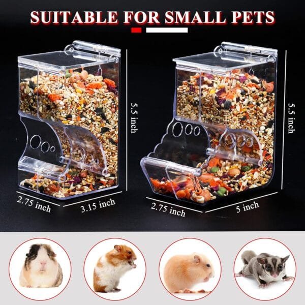 Andiker Alimentador automático de hámster, 400 ml, acrílico transparente, alimentador automático de alimentos acrílico, apto para mascotas pequeñas como hámsters, ardillas, cobayas y pájaros (400 ml) - Image 2