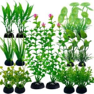 MisFun 14 Piezas Plantas Acuario, Decoracion Acuario, Plastic Plants for Aquariums, Plantas Artificiales Acuario, Realista, Seguro para los Peces, para Decoración de Acuarios y Peceras(A)