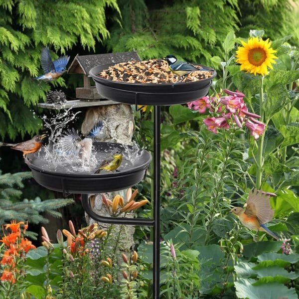 Giyiprpi Baño para pájaros Baño para pájaros Tazón de Comida Punto de Agua Baño para pájaros de pie Jardín para pájaros Silvestres Bebedero de Agua para pájaros Jardín Independiente Comedero para páj - Image 5
