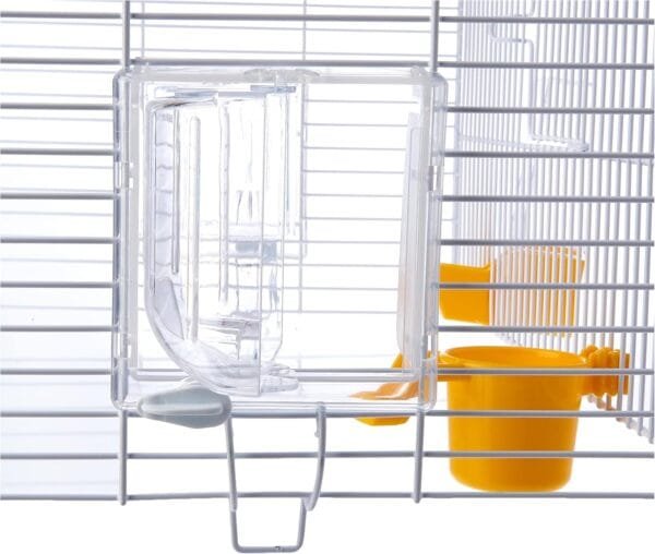 Ferplast Jaula rectangular para pequeños pájaros exóticos y canarios REKORD 2 Con accesorios y comederos giratorios, alambre pintado Blanco y cubeta de plástico Azul celeste, 39 x 25 x h 41 cm - Image 4