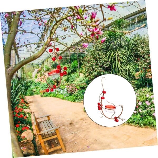 Happyyami Comedero para Colibríes Contenedor De Comida para Pájaros Colgante Comida para Pájaros Al Aire Libre Cacatúa Pájaros Decorativos El Plastico Rojo Prueba De Fugas Pájaro del Árbol - Image 7
