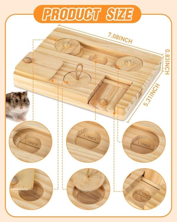 TOGHPUW Juguetes para Hamsters, Juguetes para Animales, Conejos Accesorios, Juguete De Madera 6 En 1, Adecuado para Cobayas, Conejos, Chinchillas Y HáMsters - Image 2
