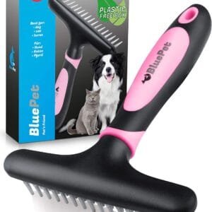 BluePet® Peine desenredante para perros, gatos y caballos de pelo largo | Cepillo para perros y gatos que elimina los nudos, el subpelo y los enredos | Masaje agradable para su mascota