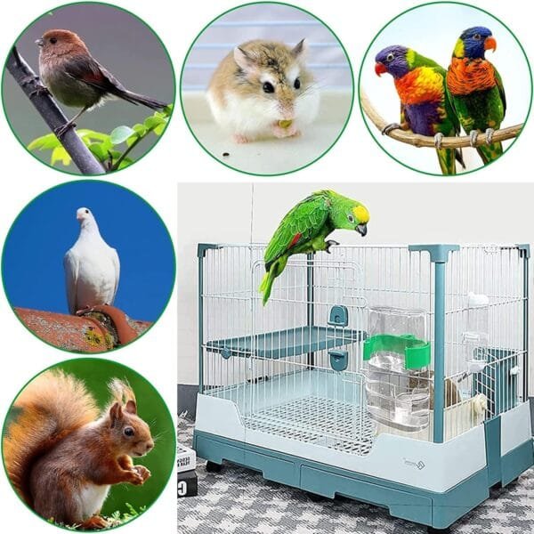 2 Piezas Comedero Automático De Semillas, Pájaros Dispensador De Alimentos, Comedero para Pájaros, Accesorios para Jaulas, Pájaros Dispensadora De Agua, para Pájaros, Loros - Image 9