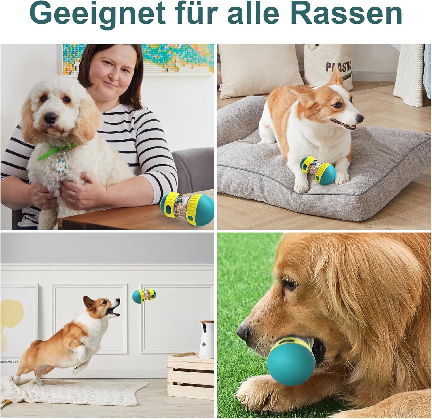 Cabertary Juguete interactivo para perros, juguete indestructible para cachorros, comedero, dispensador de golosinas, dispensador de comida para perros,alimentación lenta para razas grandes y medianas - Image 3