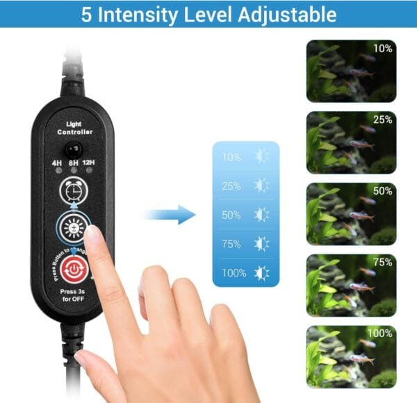 NICREW Luz Sumergible con Remoto Control y LED de Espectro Completo para Acuario, Luz Plantado Subacuática para Tanque con Pez, Lámpara Impermeable para Acuario, 4,5W - Image 4
