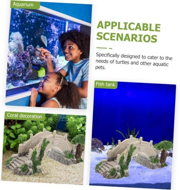 BESPORTBLE Puente decorativo para acuario, puente de reptiles, mini puente de arco, refugio de camarones, cueva de tortugas, casa de reptiles, jardines de hadas, puente, decoración de peceras, mini - Image 8