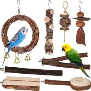 Perca de Pájaro de Madera Natural,8 Pz Perchas Naturales para Pájaros,Juguetes para Pajaros,Juguetes para Masticar Loros,Perchas para Jaulas Pájaros para Pinzones Cacatúas Periquitos