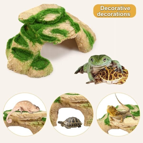 Micvtve Plataforma para Tomar el para Tortugas CéSped Plataforma para Tomar el para Descansar para Tortugas, Rampa Tortuga de Hierba de SimulacióN para Tanque de Tortugas, Reptil M - Image 3