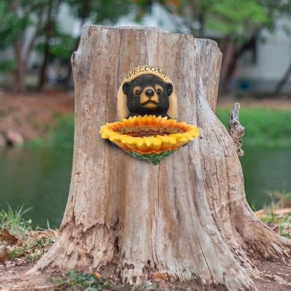 FLORA GUARD Dispensador de comida para pájaros, bandeja de girasol, comedero para pájaros, decoración de árbol para exteriores, decoración de jardín caprichosa, para valla de tronco de árbol-yar - Image 3