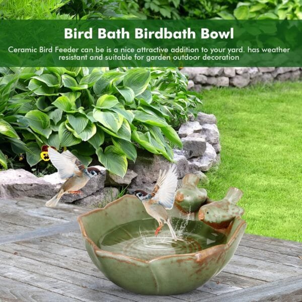 SUNJULY - Alimentadores para pájaros para jardín, cuenco de baño para pájaros, acabado retro, soporte para recipientes de comida para pájaros, plato de fruta, patio trasero, decoración interior - Image 6