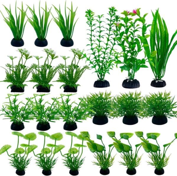 CATELL 21 Piezas Verdes Plantas Acuario De Plástico Plantas Plásticas Decoración Acuarios Plantas de Plástico de Acuario Plantas de Acuario Decoración para Acuarios y Peceras