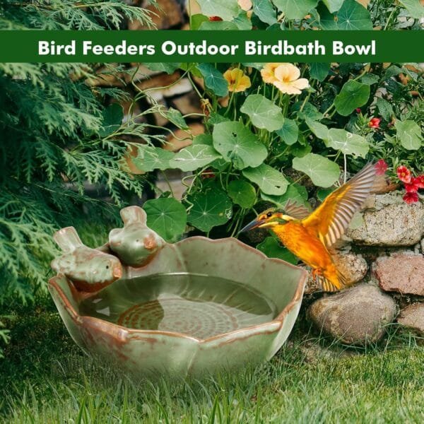 SUNJULY - Alimentadores para pájaros para jardín, cuenco de baño para pájaros, acabado retro, soporte para recipientes de comida para pájaros, plato de fruta, patio trasero, decoración interior - Image 2