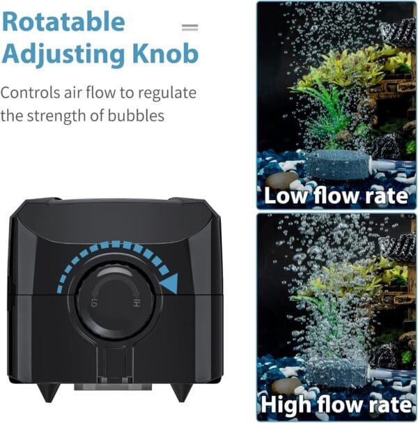 Pawfly 2 W/4 W Bomba Aire Acuario Compacta Aireador Oxigenador de Acuario Silencioso con Tubos de Aire de Piedra y Accesorios de Válvula de Retención para Cubos y Peceras - Image 3