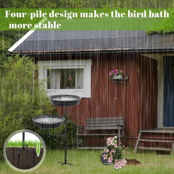 Giyiprpi Baño para pájaros Baño para pájaros Tazón de Comida Punto de Agua Baño para pájaros de pie Jardín para pájaros Silvestres Bebedero de Agua para pájaros Jardín Independiente Comedero para páj - Image 3