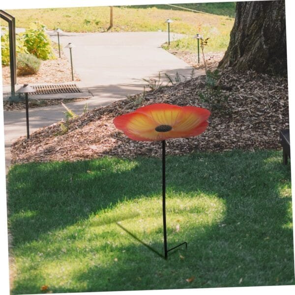Yardwe Jardín Decorativo Baño De Pájaros Comedero para Pájaros Lavabo De Baño para Loros Bebedero para Pájaros Jardín De Pie Baño De Pájaros para Jardín Tazón De Comida para Pájaros - Image 4