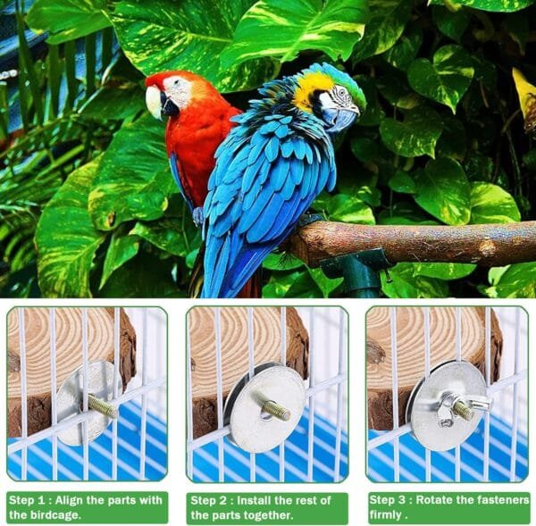 SRJE 4 perchas de madera natural para pájaros, para pájaros, madera natural, ramitas de madera, soporte para pájaros, jaula de pájaros, jaula para pájaros, accesorios para pájaros y pinzones, Marrón - Image 4