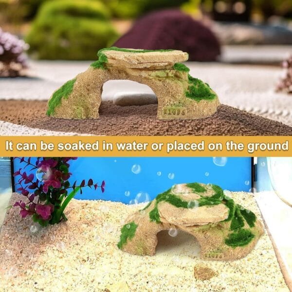 Micvtve Plataforma para Tomar el para Tortugas CéSped Plataforma para Tomar el para Descansar para Tortugas, Rampa Tortuga de Hierba de SimulacióN para Tanque de Tortugas, Reptil M - Image 2