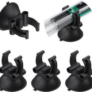 Pawfly Ventosas para Calentadores de Acuario de 3,3cm con Clips de 2,4 cm Abrazaderas Negras para Calentadores Estándar para Tanques de Peces (No para Tubos de Aire), Paquete de 12