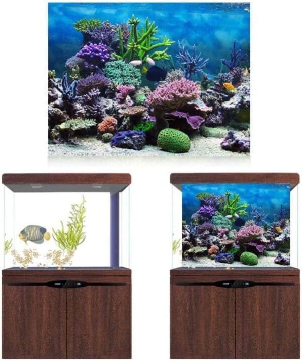 Mumusuki Cartel de Acuario Submarino Coral Marino Tanque de Peces Cartel de Fondo Espesar PVC Adhesivo Estático Adhesivo Telón de Fondo Papel Decorativo Adhesivos Adhesivos(76 * 30cm)