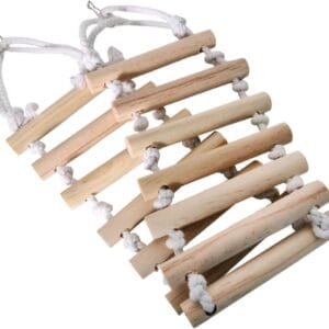Happyyami Escalera de Madera para Subir Accesorio de Madera para Reptiles Accesorio de Madera para Jaula Plataforma Tortuga Juguetes de pequeños bichos Animal hámster Escalada de balancín
