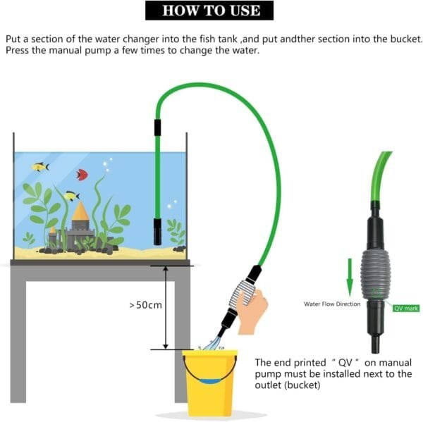Noosverl Sifonador Acuario para Cambio de Agua, Sifonador de Agua, bomba de cambio de agua para tanque de peces, Limpiador de acuario & peceras & grava - Image 6