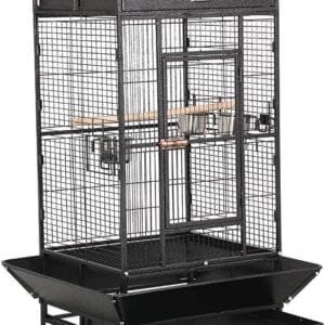 Yaheetech Jaula para Pájaros Jaulas Grandes para Canarios Loros Jaula Metal Grande 80 x 76 x 172 cm Negro