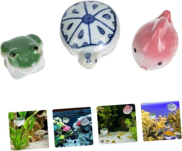 Yardwe 3 Piezas Bola Flotante de cerámica Juguetes para niños Mini Tortugas Accesorios para peceras Planta Criatura acuática Flotante Decoraciones flotantes Artificial pez Flotante Viva - Image 6