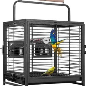 VIVOHOME Jaula de viaje de hierro forjado de 48 cm para loros, conures, cotorritas, cacatúas, periquitos