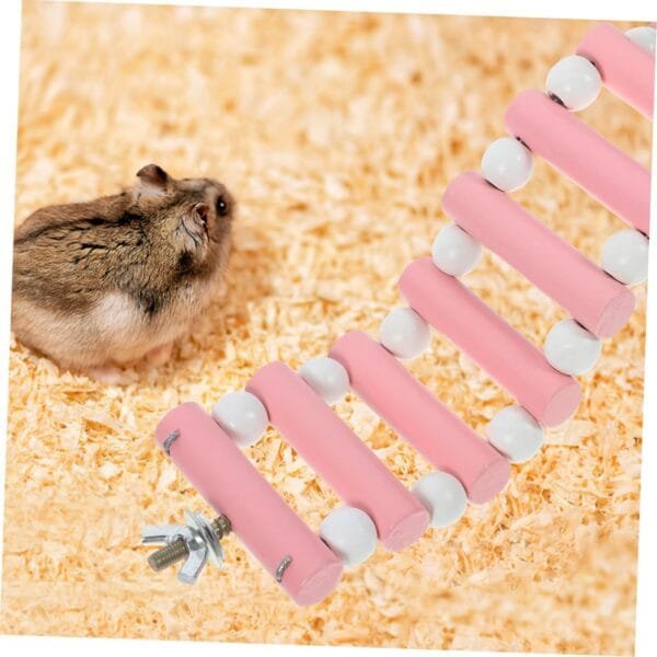 Yardwe Columpio de hámster Hamaca Jaula para Mascotas Tortuga Chinchilla Juguetes escaleras de Madera Brain Toys Juguete de Escalera de hámster Juguete de Madera de Escalera de Reptil - Image 7