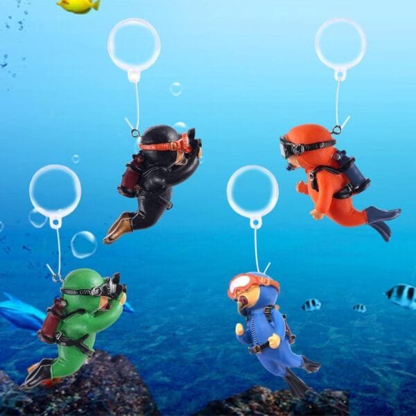 EnixwH 4 Piezas Lovely Diver Fish Tank Decoración, Decoración de Acuario de Buzo Peceras Decoraciónde Acuario Buzo Adorno Buzo Acuario Linda Decoración para Acuarios Accesorios Flotantes