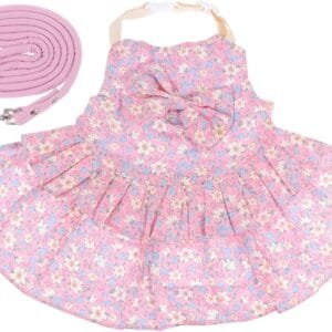 HAPINARY 1 Juego Falda de Conejo Correa Resistente para Conejo arnés de Conejo Ardilla Bunny Costume Conejos Accesorios Vestido de Conejo con Correa Adorable Disfraz de Conejo algodón Rosa