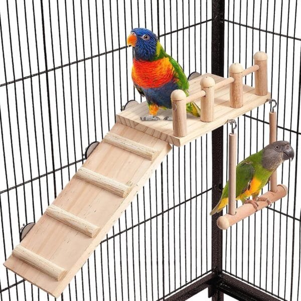 Eladcncmc Jaula para pájaros, percha, soporte para plataforma de esquina, parque de pájaros, accesorios para jaula para pequeños hámsters de mascotas, tórtolas, cacatúas - Image 8